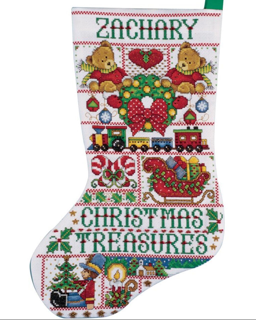 DIY Design Works Christmas Treasures Counted Cross Stitch Stocking Kit 5960